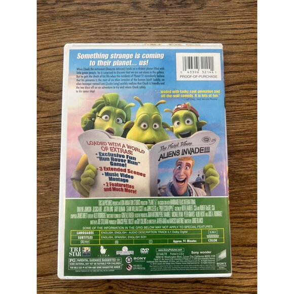 Planet 51 2009 DVD Family Animation Comedy Dwayne Johnson Justin Long Pre-Owned - Picture 2 of 4
